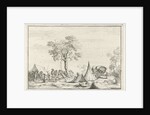 encampment with a pointed tent by Hendrik Hoogers