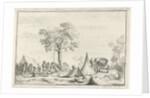 encampment with a pointed tent by Hendrik Hoogers