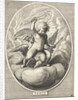 Element fire as a child with lightning bolts on back of eagle by Abraham van Diepenbeeck
