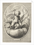 Element fire as a child with lightning bolts on back of eagle by Abraham van Diepenbeeck