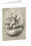 Element fire as a child with lightning bolts on back of eagle by Abraham van Diepenbeeck