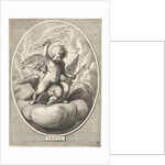 Element fire as a child with lightning bolts on back of eagle by Abraham van Diepenbeeck