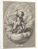 Element fire as a child with lightning bolts on back of eagle by Adriaen Collaert