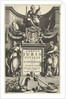 Justice enthroned above portrait of Justinian on base with title flanked by Temperance and Prudence by Lowijs Elzevier III and Daniel