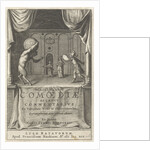 Scenic with satyr that world globe on shoulders and soldier who threatens levied sword by Franciscus Hackius