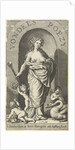 Muse Clio with trumpet and squirting milk from her breast, swan and putti at her feet by Joost Hartgers