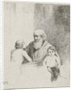 Old man with two kids and a dog by Christiaan Wilhelmus Moorrees