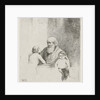 Old man with two kids and a dog by Christiaan Wilhelmus Moorrees