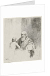 Old man with two kids and a dog by Christiaan Wilhelmus Moorrees