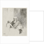Old man with two kids and a dog by Christiaan Wilhelmus Moorrees