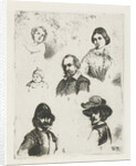 Study Sheet with six busts by Christiaan Wilhelmus Moorrees