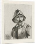 Man wearing armour and a helmet by Christiaan Wilhelmus Moorrees