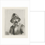 Man wearing armour and a helmet by Christiaan Wilhelmus Moorrees