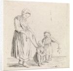 Woman with child on leash by Christina Chalon