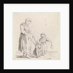 Woman with child on leash by Christina Chalon