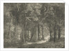 Hunter and his dog in the woods by Hermanus Jan Hendrik van Rijkelijkhuysen