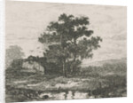 Two oaks and a wooden house by Hermanus Jan Hendrik van Rijkelijkhuysen