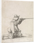 Kneeled soldier, his rifle berthing by Philips Wouwerman