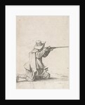 Kneeled soldier, his rifle berthing by Philips Wouwerman