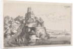 Figures at a fort in a river landscape by Jan van de Velde II