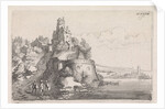Figures at a fort in a river landscape by Jan van de Velde II