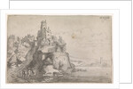 Figures at a fort in a river landscape by Jan van de Velde II