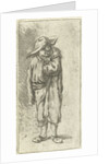 Standing farmer with hand and arm into his cloak by Adriaen van Ostade