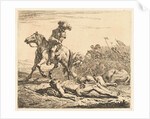 Battlefield soldier on horseback and two deaths by Karel Dujardin