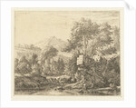 Two men at a stone in the water by Karel Dujardin