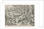 Peddler robbed by monkeys by Hieronymus Cock