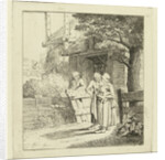 Two women and a man on a farm by Marie Lambertine Coclers