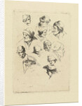 Study Sheet with twelve heads by Marie Lambertine Coclers