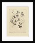 Study Sheet with twelve heads by Marie Lambertine Coclers