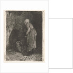 Woman looking in a crib by Bernardus Johannes Blommers