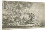 Wild boar hunt by Jacques Van Merle