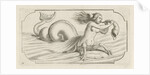 Female figure blowing on a conch by Justus Danckerts