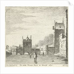 Figures on the ice at the gate Wittevrouwen Utrecht The Netherlands by Anthonij van der Hae