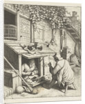 Shoemaker in store for his house and a customer by Adriaen van Ostade