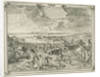 Dike near Coevorden, October 1 1673, enemy cavalry and artillery are washed away by the water, in the distance the city of Coevorden by Romeyn de Hooghe