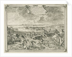 Dike near Coevorden, October 1 1673, enemy cavalry and artillery are washed away by the water, in the distance the city of Coevorden by Romeyn de Hooghe