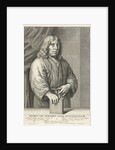 Portrait of Petrus van Staveren, pastor of Leiden The Netherlands, his hand resting on a Bible by Johannes Willemsz. Munnickhuysen