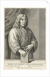 Portrait of Petrus van Staveren, pastor of Leiden The Netherlands, his hand resting on a Bible by Johannes Willemsz. Munnickhuysen