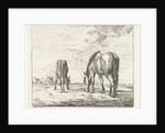 Two grazing horses by Jacobus Cornelis Gaal