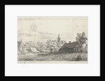 Village scene with church tower between trees by Johannes Franciscus Christ