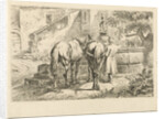 Drinking horses at a fountain by Johannes Mock