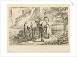 Drinking horses at a fountain by Johannes Mock