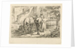 Drinking horses at a fountain by Johannes Mock