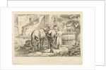 Drinking horses at a fountain by Johannes Mock