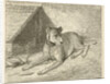 Dog on a chain in a doghouse, For him a bone, Bottom left numbered 2 by Johannes Mock