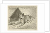 Dog on a chain in a doghouse, For him a bone, Bottom left numbered 2 by Johannes Mock